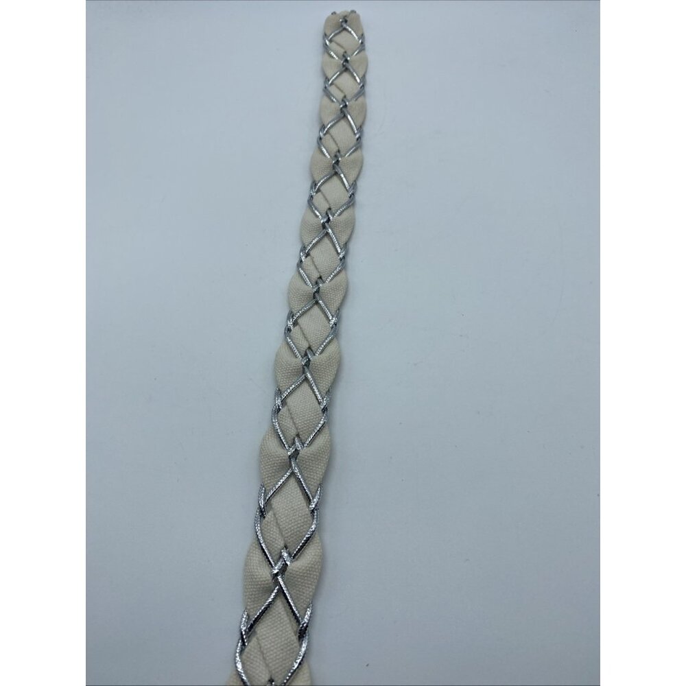 Unbranded White D-Ring Belt w/ Gray Weave – Women’s Size 12 – 42" Length - Picture 9 of 11